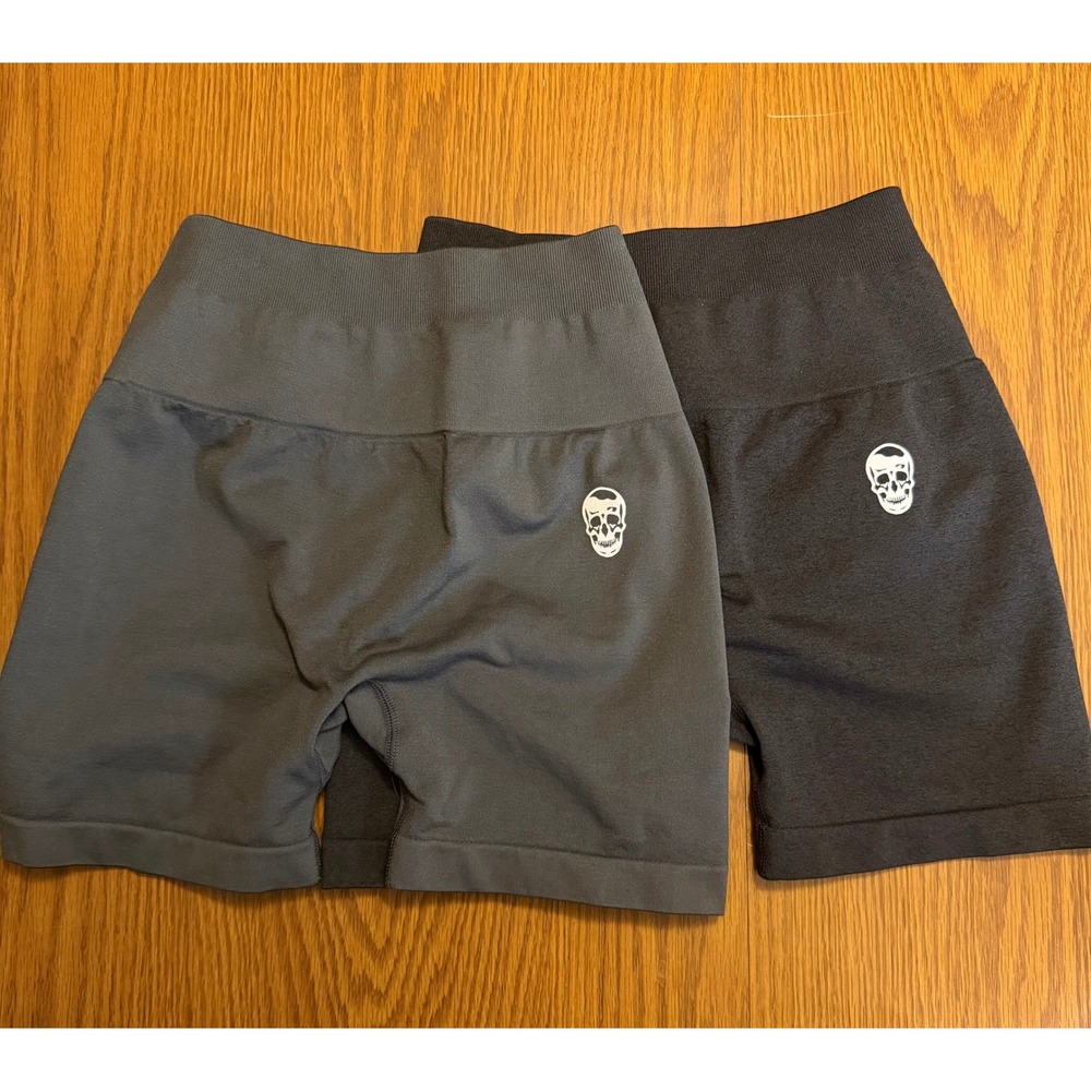 Gymreapers Womens XS Seamless Scrunch Butt Workout Shorts Bundle Charcoal Grey